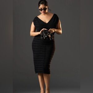 By Anthropologie V-Neck Chenille Midi Dress NWT